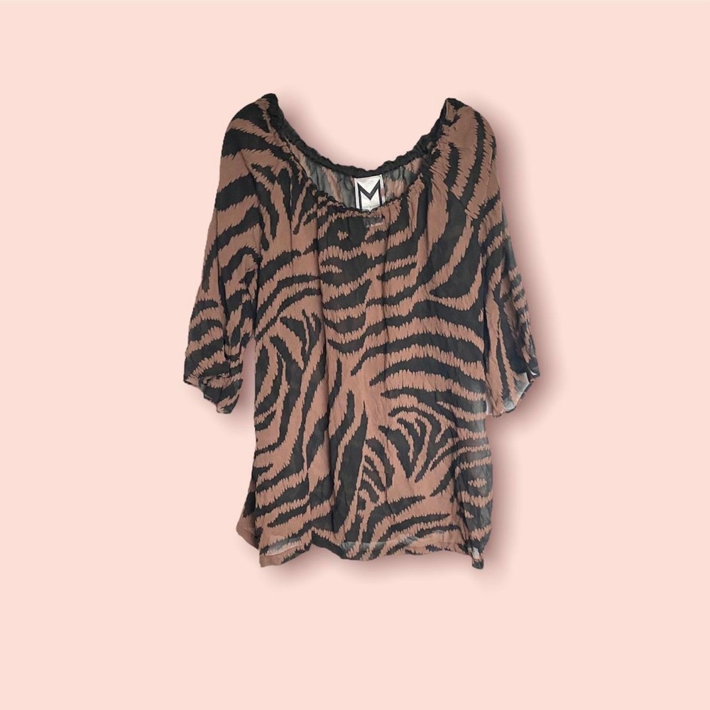 Vintage sheer black and brown silk blouse